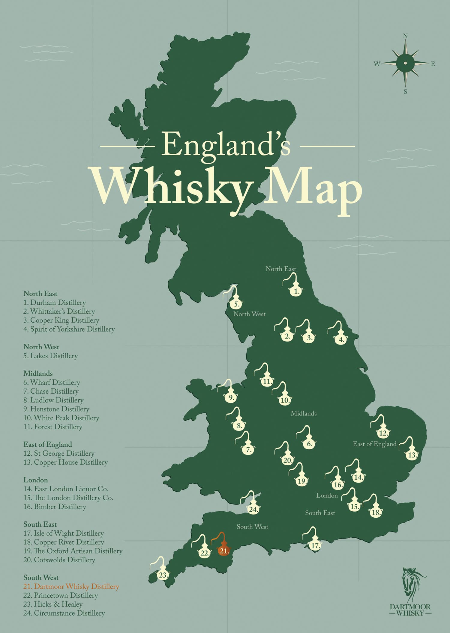 English Whisky Distillery Map