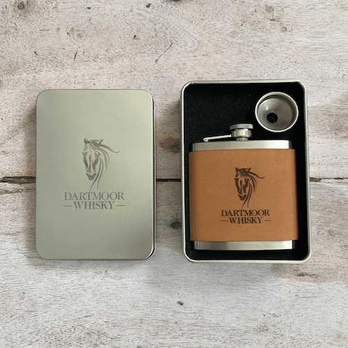 Dartmoor Whisky Leather Hip Flask Full Set