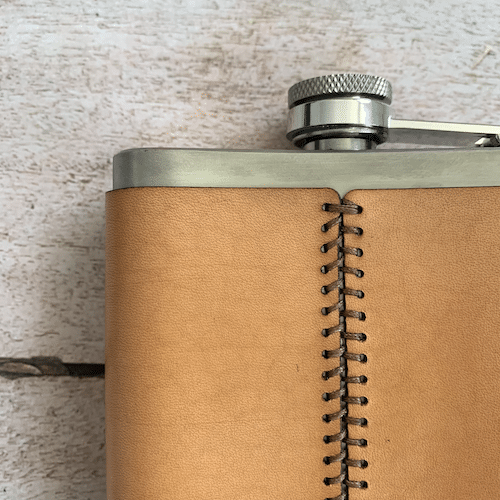 Dartmoor Whisky Leather Hip Flask Hand Stitched